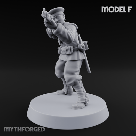 Weird War Japanese Aiming Riflemen F Miniature for Dungeons and Dragons, Pathfinder or other TTRPGs