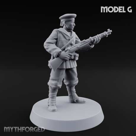 Weird War Japanese Aiming Riflemen G Miniature for Dungeons and Dragons, Pathfinder or other TTRPGs