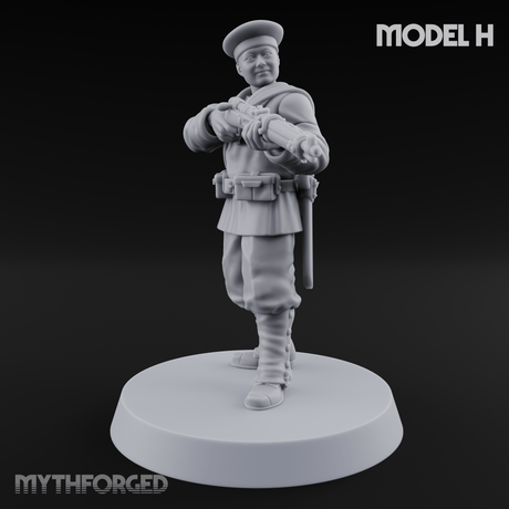 Weird War Japanese Aiming Riflemen H Miniature for Dungeons and Dragons, Pathfinder or other TTRPGs