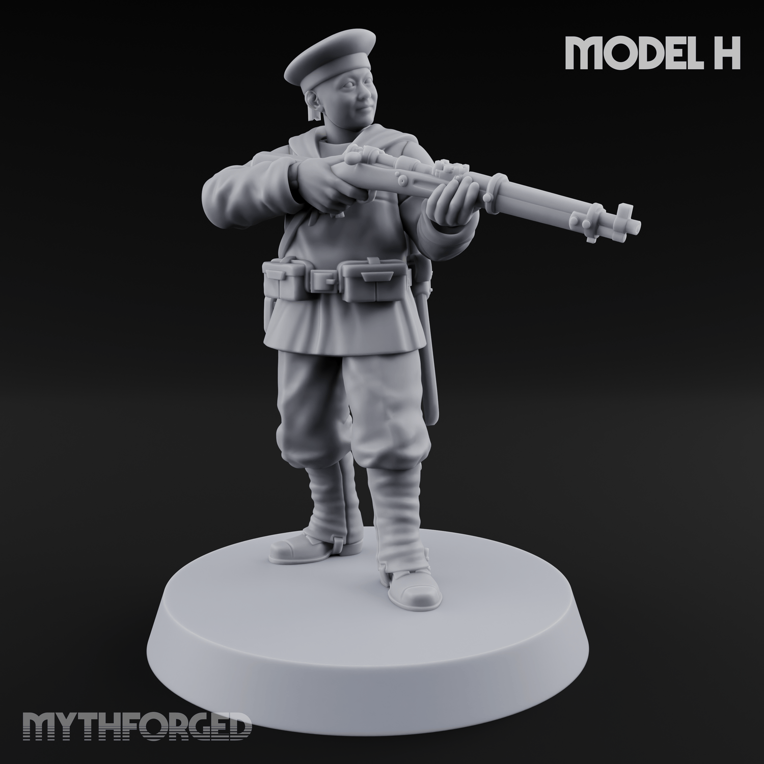 Weird War Japanese Aiming Riflemen H Miniature for Dungeons and Dragons, Pathfinder or other TTRPGs