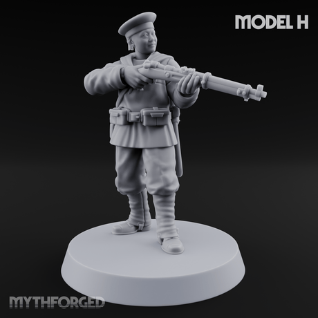 Weird War Japanese Aiming Riflemen H Miniature for Dungeons and Dragons, Pathfinder or other TTRPGs