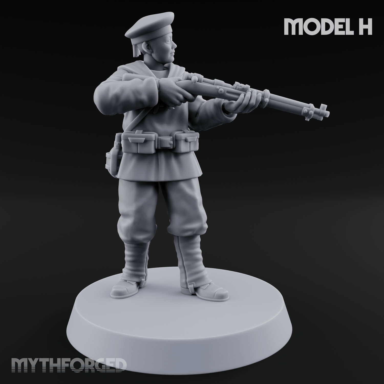 Weird War Japanese Aiming Riflemen H Miniature for Dungeons and Dragons, Pathfinder or other TTRPGs