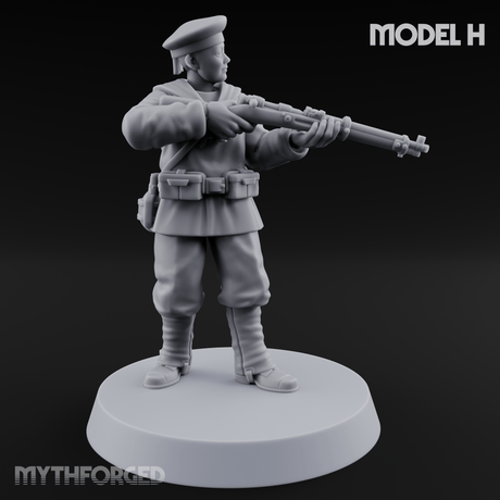 Weird War Japanese Aiming Riflemen H Miniature for Dungeons and Dragons, Pathfinder or other TTRPGs