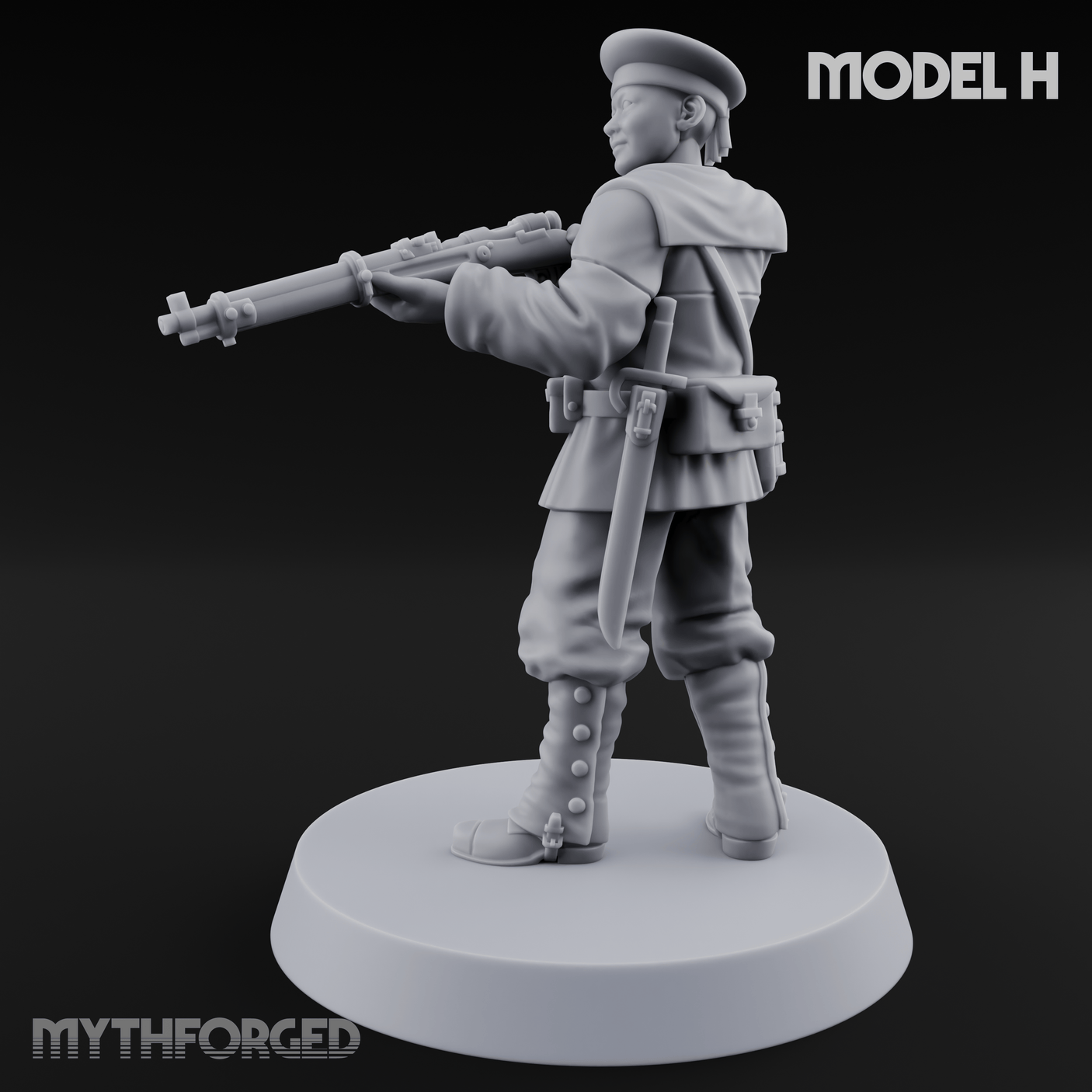 Weird War Japanese Aiming Riflemen H Miniature for Dungeons and Dragons, Pathfinder or other TTRPGs