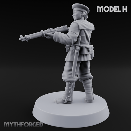 Weird War Japanese Aiming Riflemen H Miniature for Dungeons and Dragons, Pathfinder or other TTRPGs