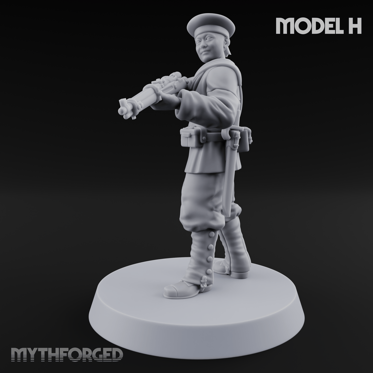 Weird War Japanese Aiming Riflemen H Miniature for Dungeons and Dragons, Pathfinder or other TTRPGs