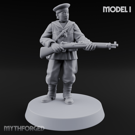 Weird War Japanese Aiming Riflemen Miniature for Dungeons and Dragons, Pathfinder or other TTRPGs