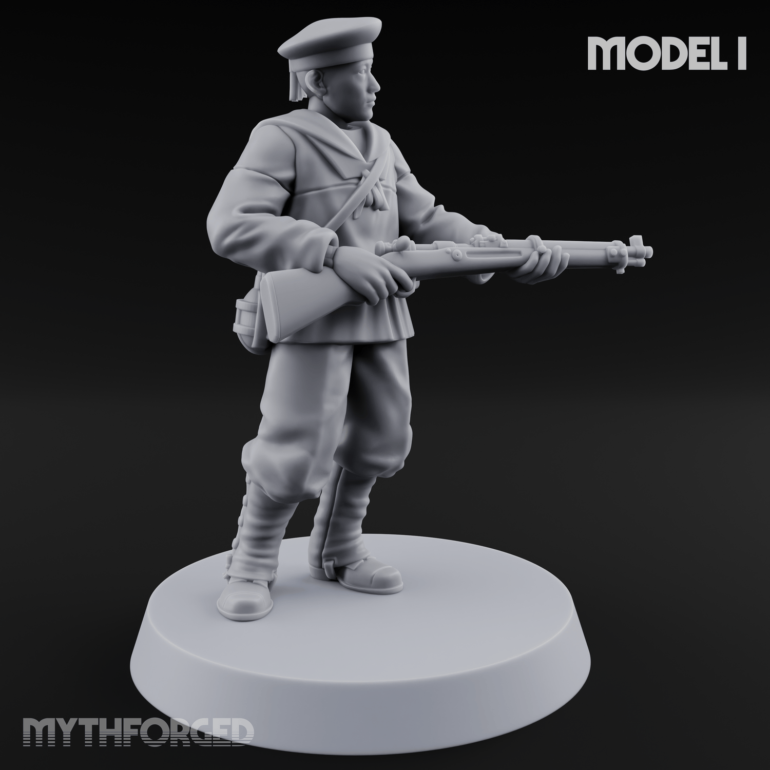 Weird War Japanese Aiming Riflemen I Miniature for Dungeons and Dragons, Pathfinder or other TTRPGs