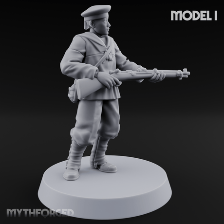 Weird War Japanese Aiming Riflemen I Miniature for Dungeons and Dragons, Pathfinder or other TTRPGs