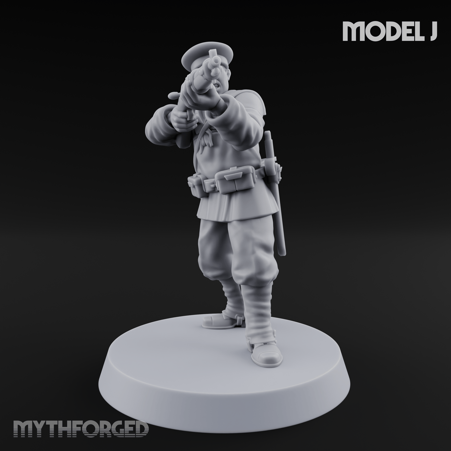 Weird War Japanese Aiming Riflemen J Miniature for Dungeons and Dragons, Pathfinder or other TTRPGs
