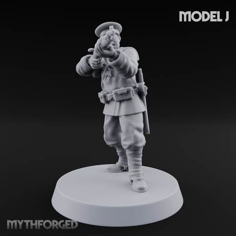 Weird War Japanese Aiming Riflemen J Miniature for Dungeons and Dragons, Pathfinder or other TTRPGs