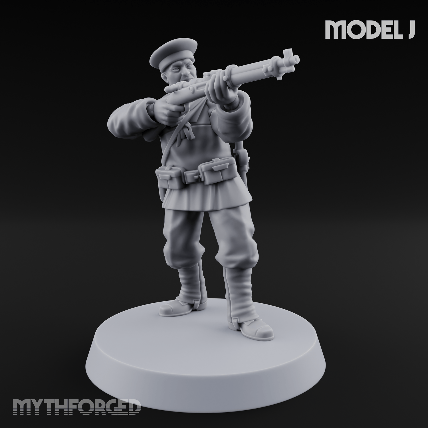 Weird War Japanese Aiming Riflemen J Miniature for Dungeons and Dragons, Pathfinder or other TTRPGs
