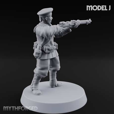 Weird War Japanese Aiming Riflemen J Miniature for Dungeons and Dragons, Pathfinder or other TTRPGs