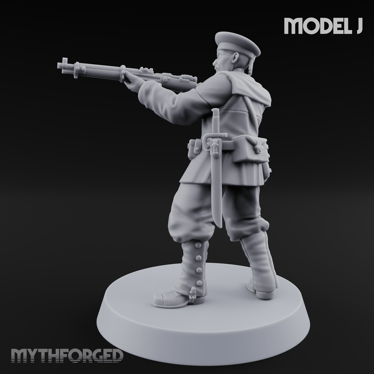 Weird War Japanese Aiming Riflemen J Miniature for Dungeons and Dragons, Pathfinder or other TTRPGs