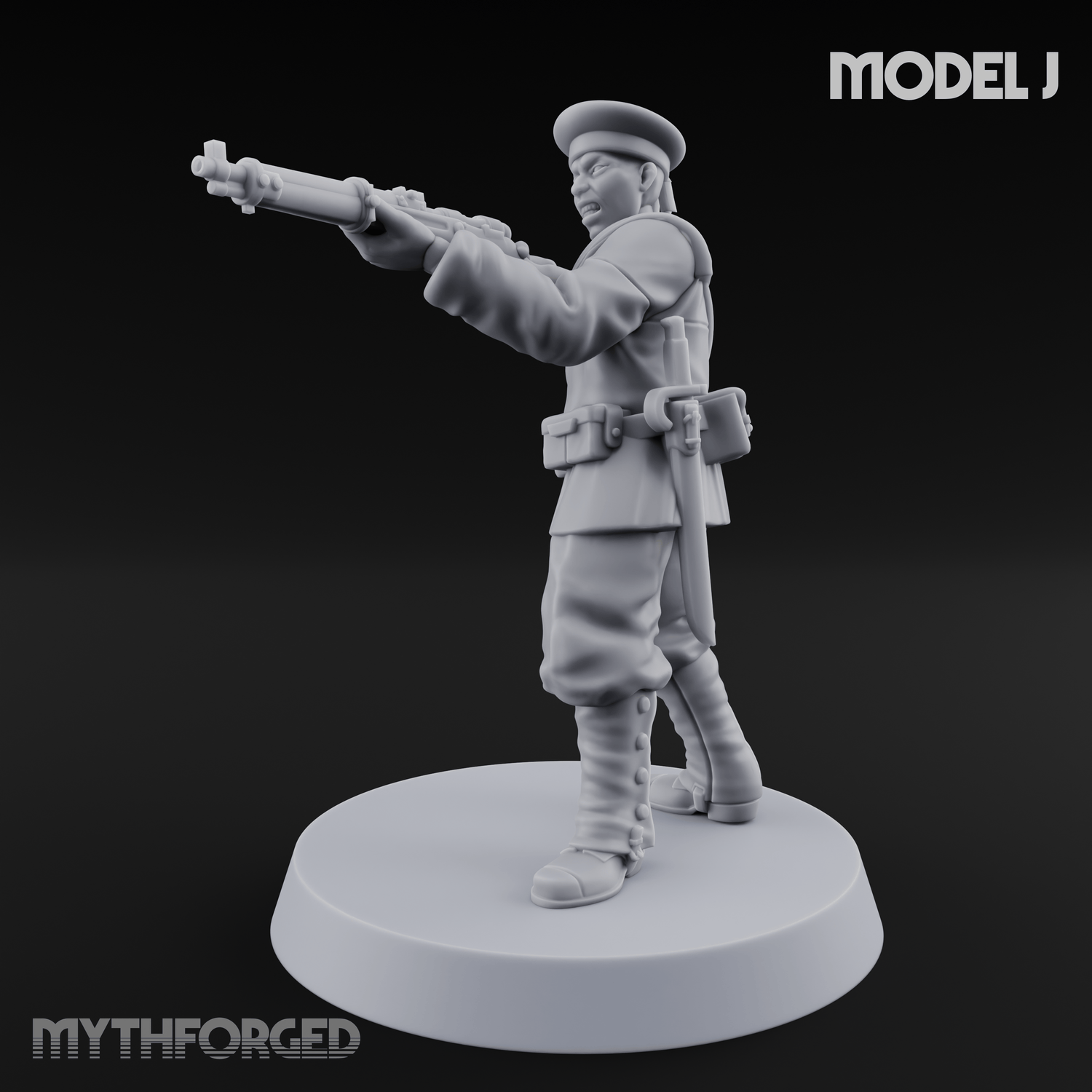 Weird War Japanese Aiming Riflemen J Miniature for Dungeons and Dragons, Pathfinder or other TTRPGs