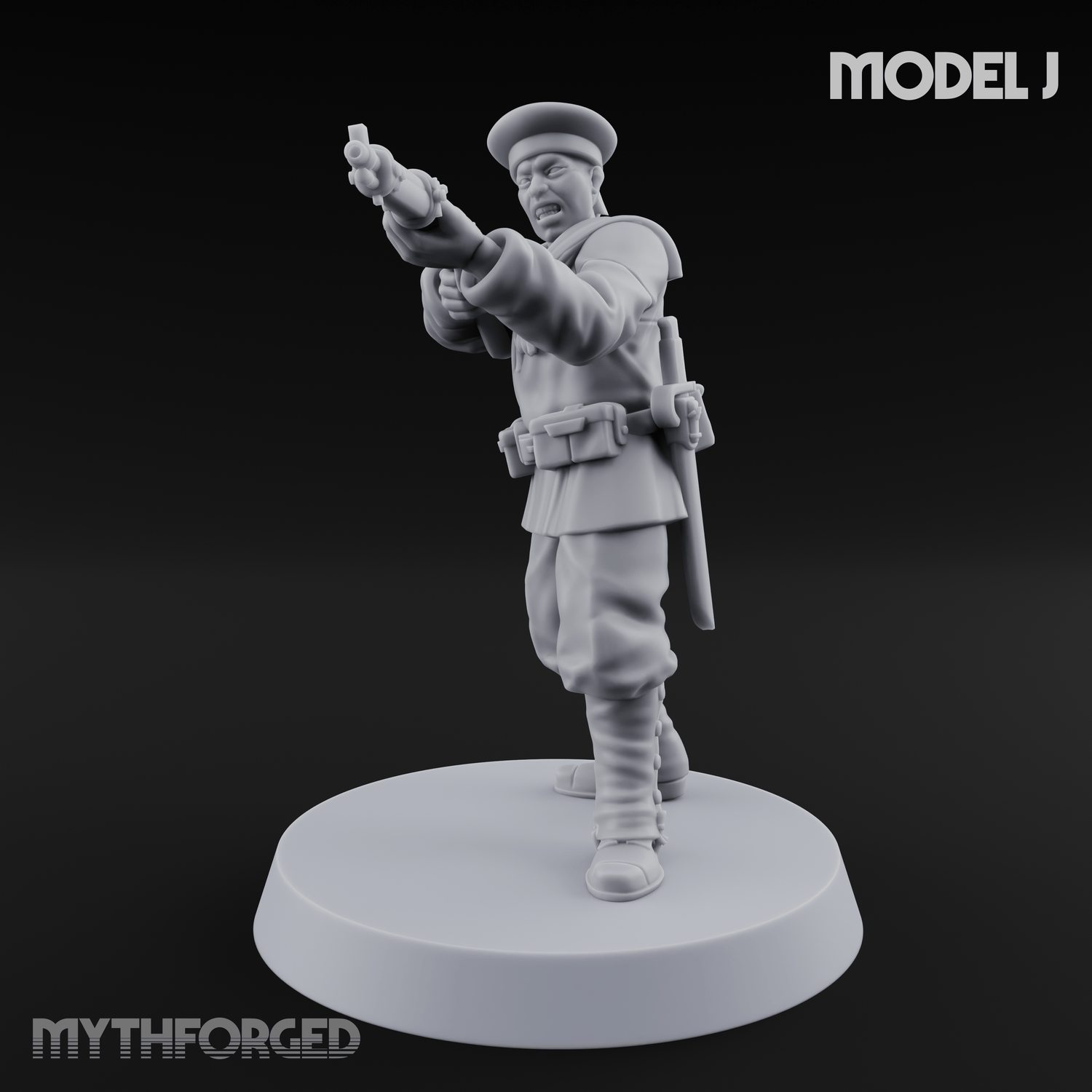 Weird War Japanese Aiming Riflemen J Miniature for Dungeons and Dragons, Pathfinder or other TTRPGs