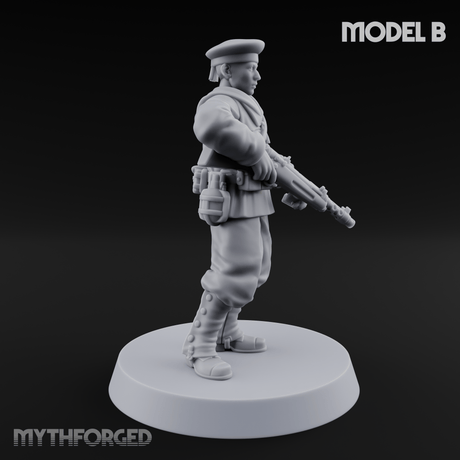 Weird War Japanese Scary SMG Gunners B Miniature for Dungeons and Dragons, Pathfinder or other TTRPGs