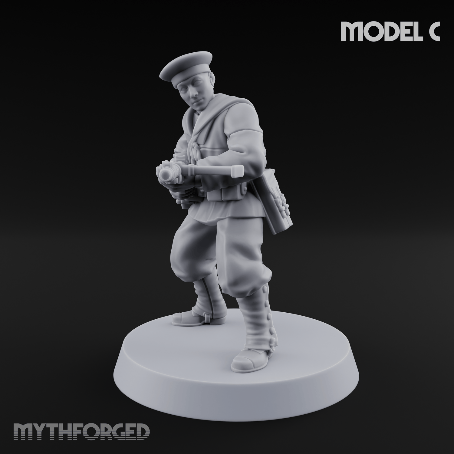 Weird War Japanese Scary SMG Gunners C Miniature for Dungeons and Dragons, Pathfinder or other TTRPGs
