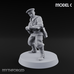 Weird War Japanese Scary SMG Gunners C Miniature for Dungeons and Dragons, Pathfinder or other TTRPGs