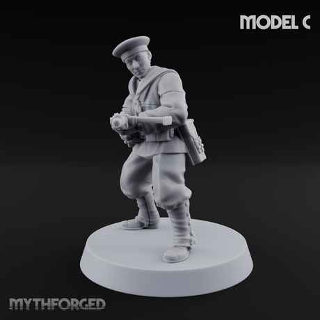 Weird War Japanese Scary SMG Gunners C Miniature for Dungeons and Dragons, Pathfinder or other TTRPGs