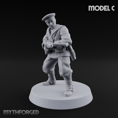 Weird War Japanese Scary SMG Gunners C Miniature for Dungeons and Dragons, Pathfinder or other TTRPGs