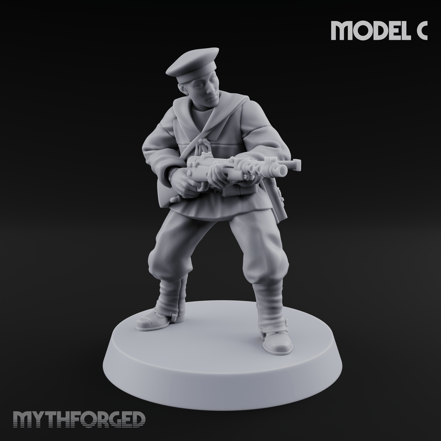 Weird War Japanese Scary SMG Gunners C Miniature for Dungeons and Dragons, Pathfinder or other TTRPGs