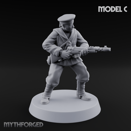 Weird War Japanese Scary SMG Gunners C Miniature for Dungeons and Dragons, Pathfinder or other TTRPGs