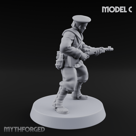 Weird War Japanese Scary SMG Gunners C Miniature for Dungeons and Dragons, Pathfinder or other TTRPGs