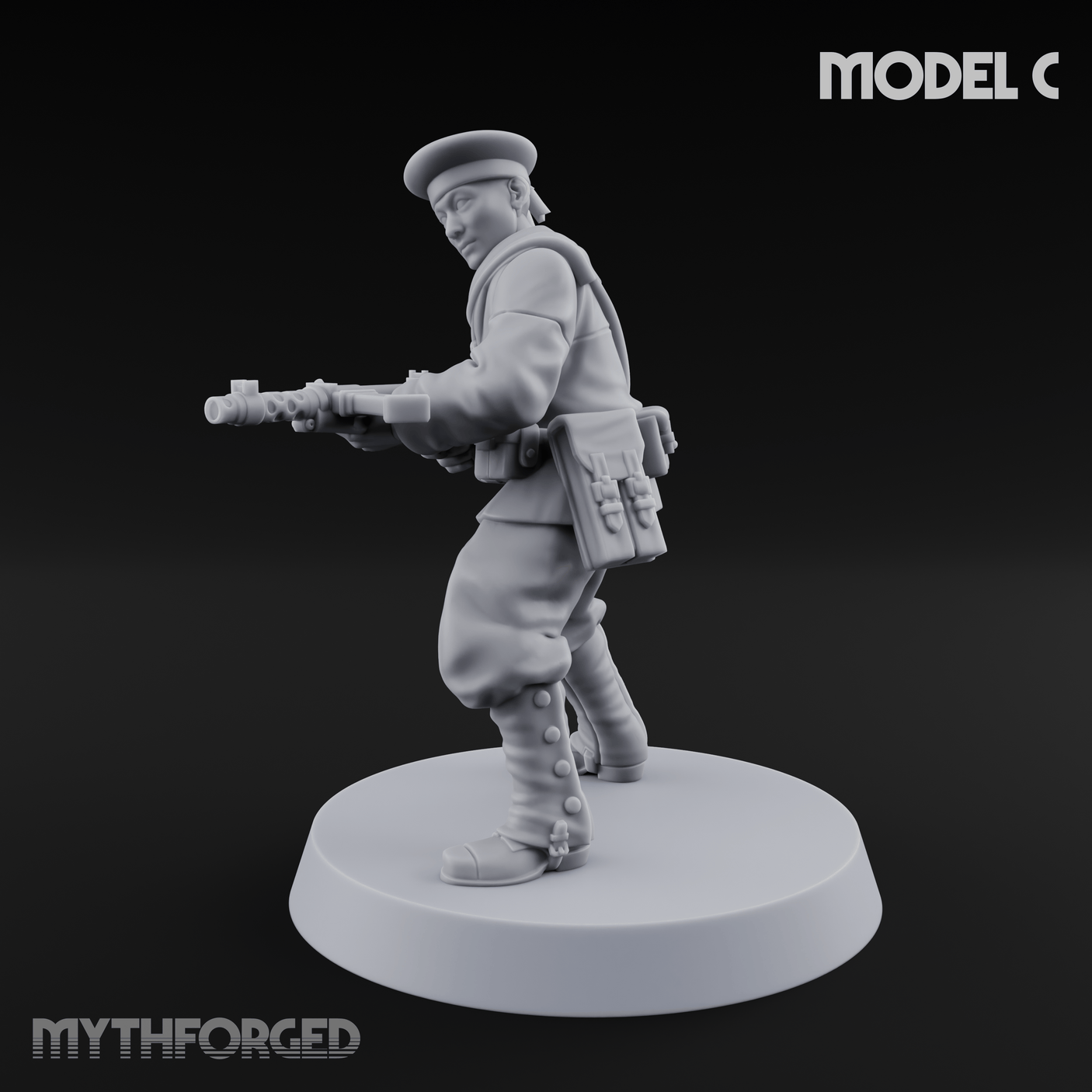 Weird War Japanese Scary SMG Gunners C Miniature for Dungeons and Dragons, Pathfinder or other TTRPGs