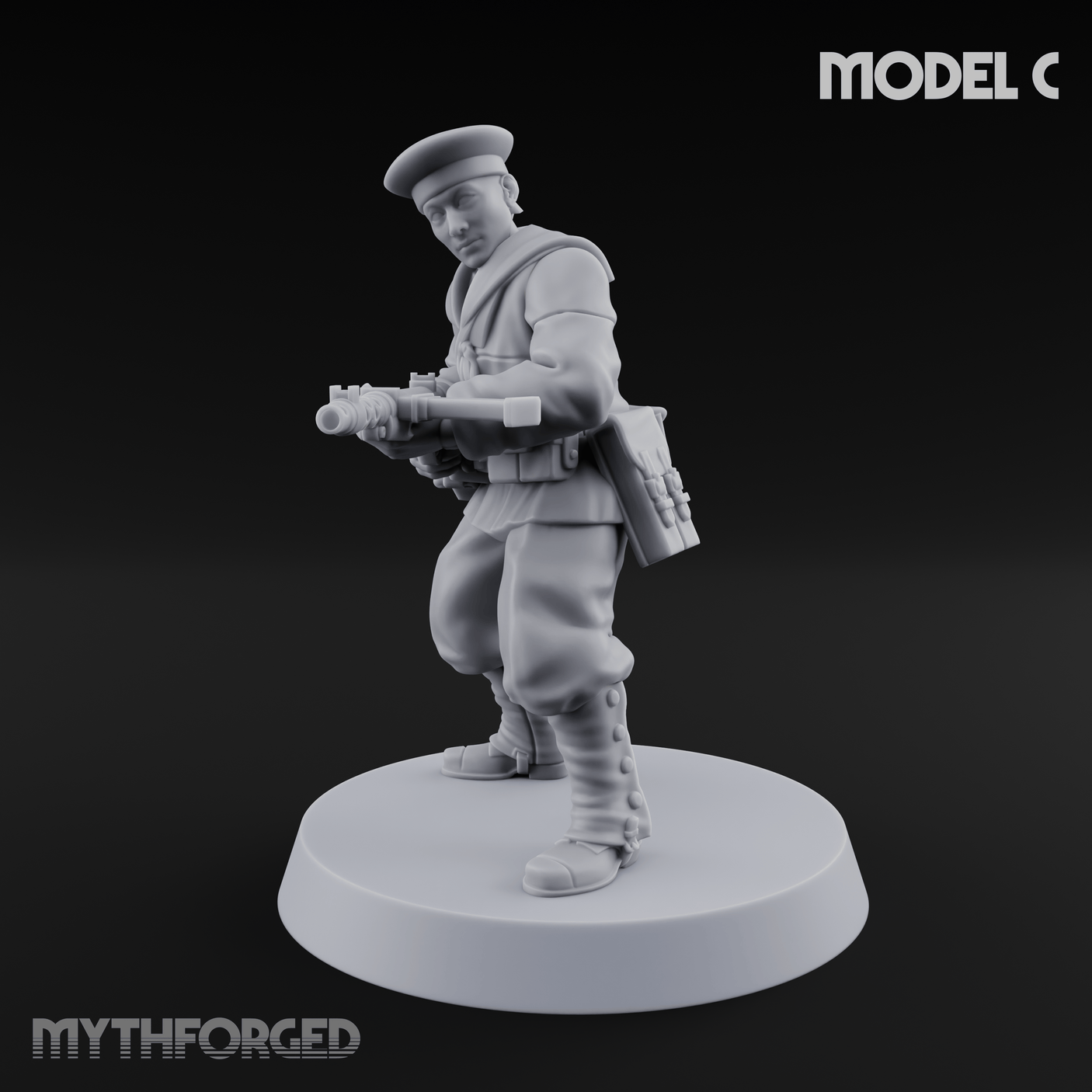 Weird War Japanese Scary SMG Gunners C Miniature for Dungeons and Dragons, Pathfinder or other TTRPGs