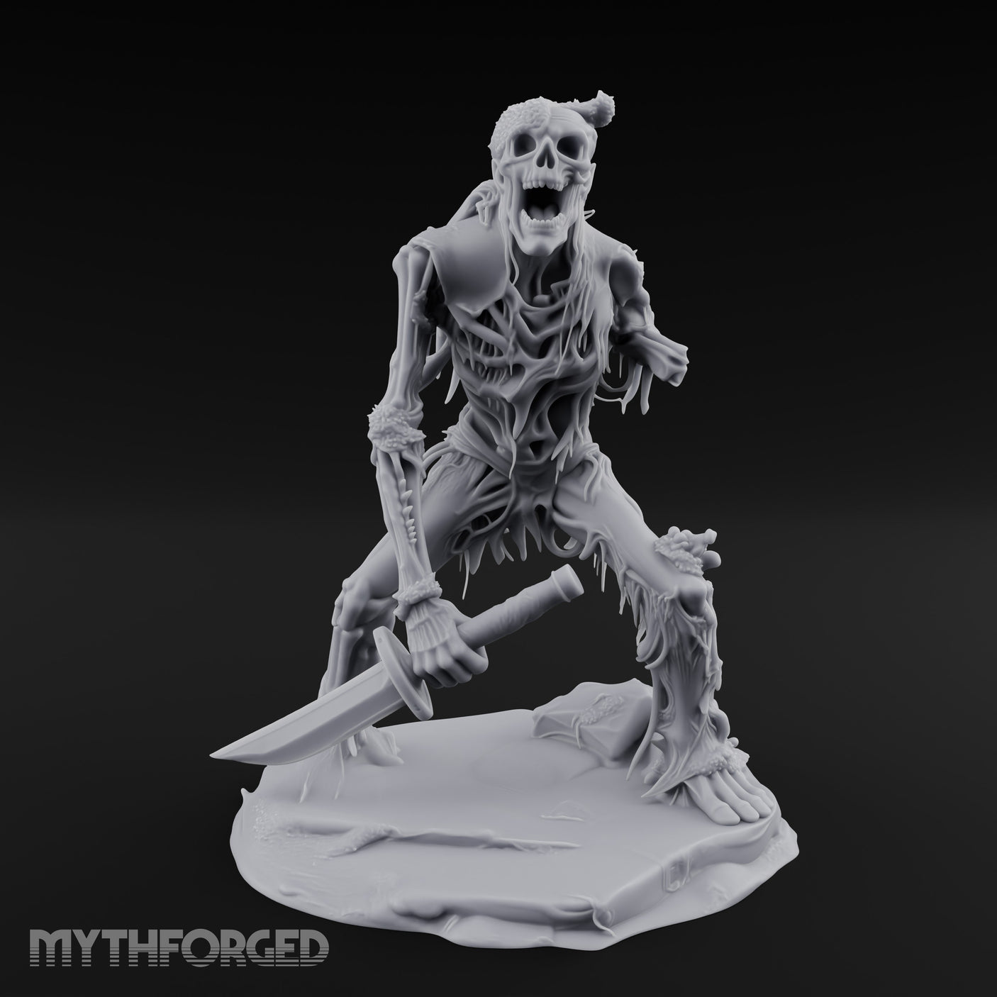 Jaw Gaping Blade Dragging Skeleton Warrior Miniature for Dungeons and Dragons, Pathfinder or other TTRPGs