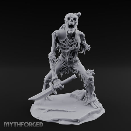 Jaw Gaping Blade Dragging Skeleton Warrior Miniature for Dungeons and Dragons, Pathfinder or other TTRPGs