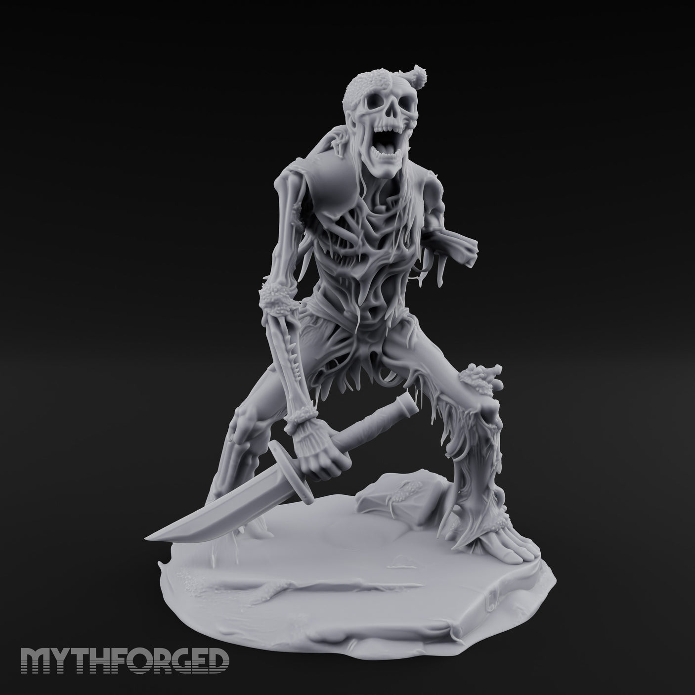 Jaw Gaping Blade Dragging Skeleton Warrior Miniature for Dungeons and Dragons, Pathfinder or other TTRPGs