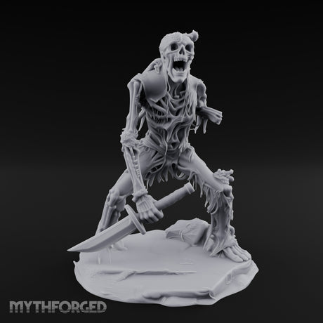 Jaw Gaping Blade Dragging Skeleton Warrior Miniature for Dungeons and Dragons, Pathfinder or other TTRPGs