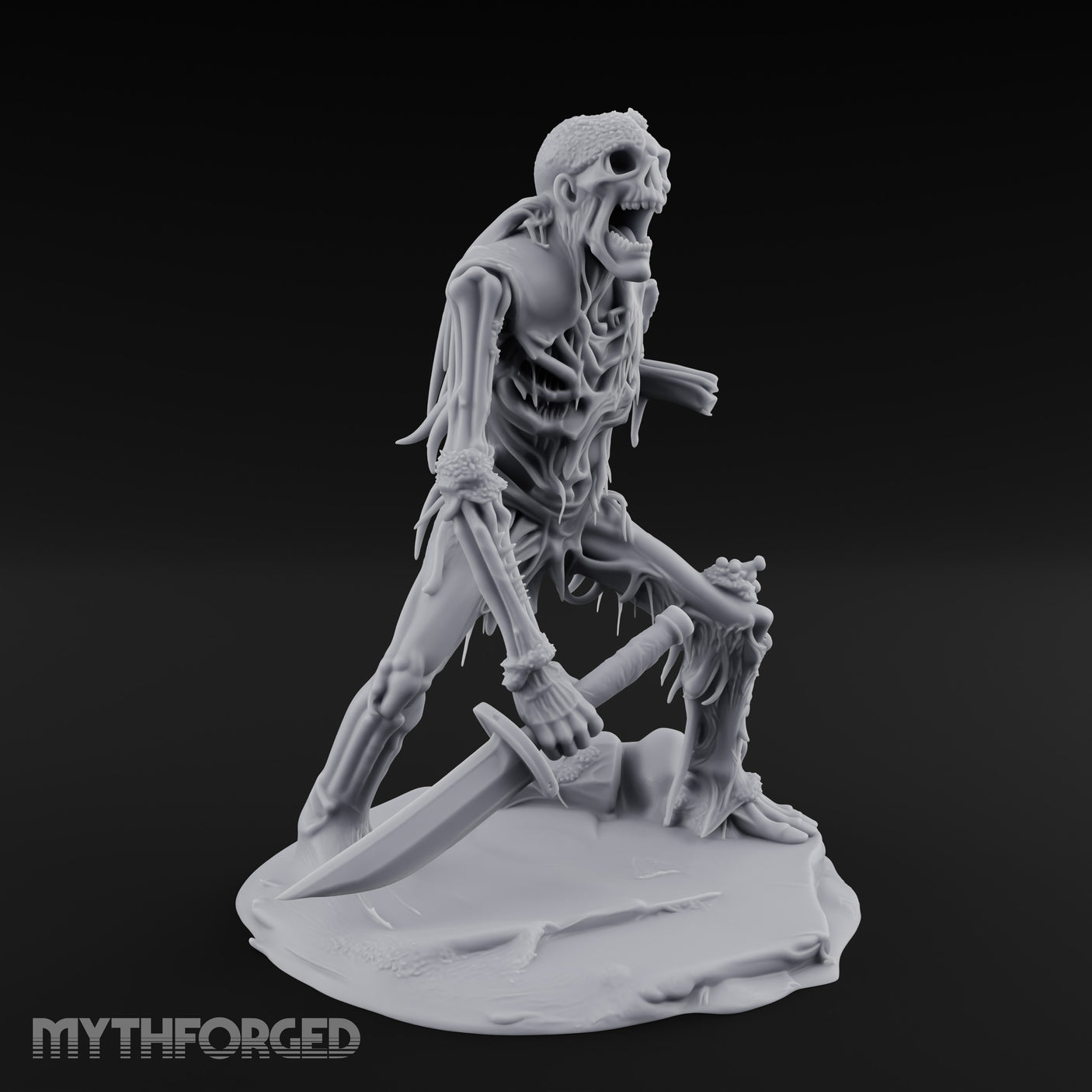 Jaw Gaping Blade Dragging Skeleton Warrior Miniature for Dungeons and Dragons, Pathfinder or other TTRPGs