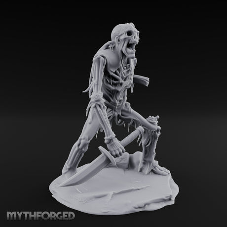 Jaw Gaping Blade Dragging Skeleton Warrior Miniature for Dungeons and Dragons, Pathfinder or other TTRPGs
