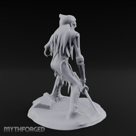 Jaw Gaping Blade Dragging Skeleton Warrior Miniature for Dungeons and Dragons, Pathfinder or other TTRPGs
