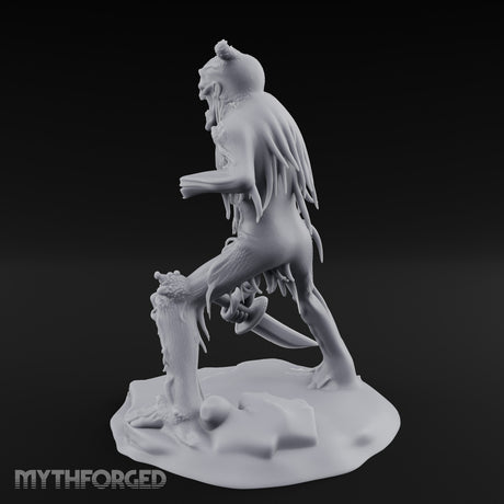 Jaw Gaping Blade Dragging Skeleton Warrior Miniature for Dungeons and Dragons, Pathfinder or other TTRPGs