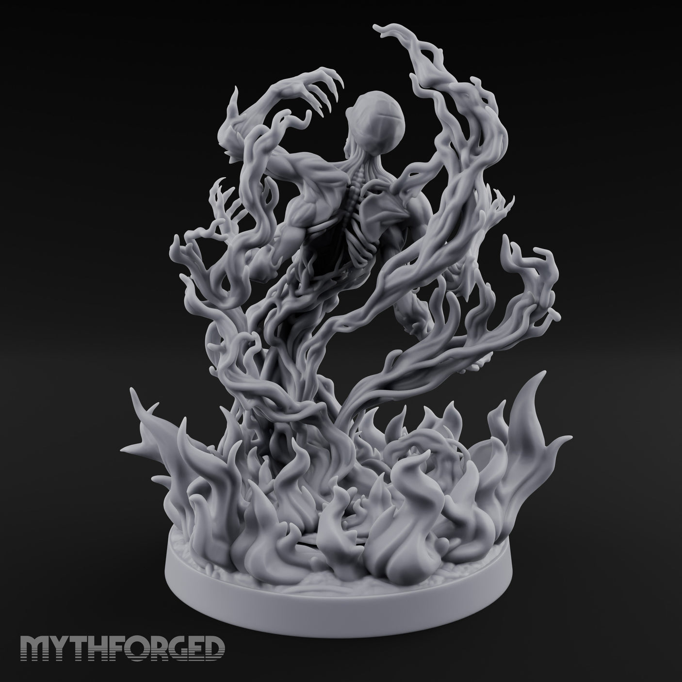 Jaw Screaming Flames Rising Corpse Flower Avatar Miniature for Dungeons and Dragons, Pathfinder or other TTRPGs
