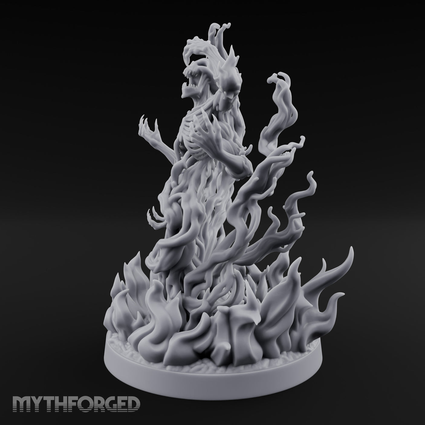 Jaw Screaming Flames Rising Corpse Flower Avatar Miniature for Dungeons and Dragons, Pathfinder or other TTRPGs
