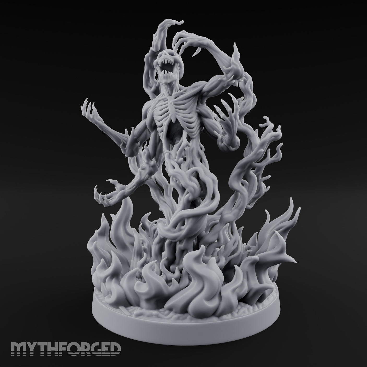 Jaw Screaming Flames Rising Corpse Flower Avatar Miniature for Dungeons and Dragons, Pathfinder or other TTRPGs