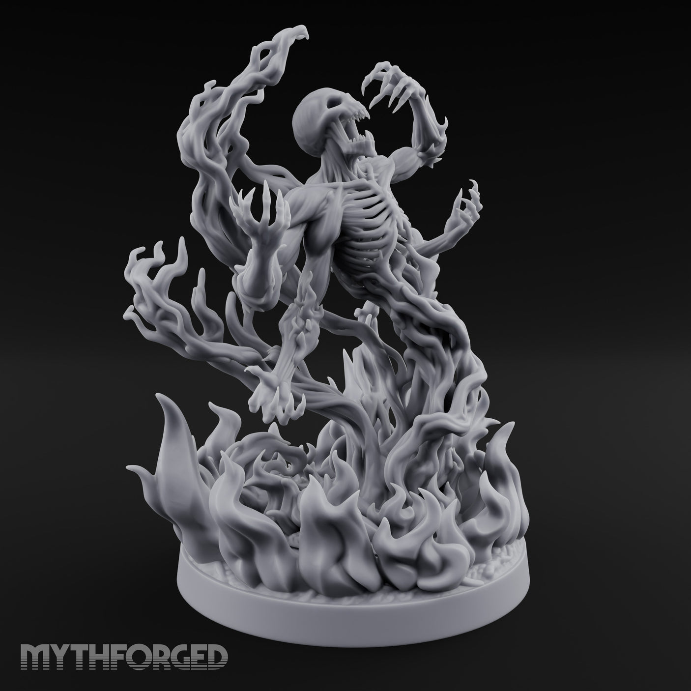 Jaw Screaming Flames Rising Corpse Flower Avatar Miniature for Dungeons and Dragons, Pathfinder or other TTRPGs
