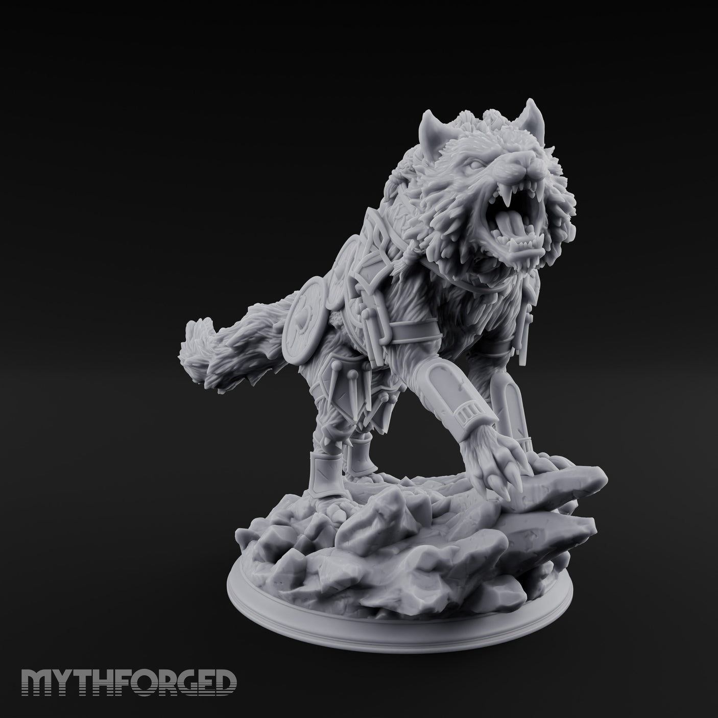 Jaws Snapping Lunging Armoured Dire Wolf — 75mm