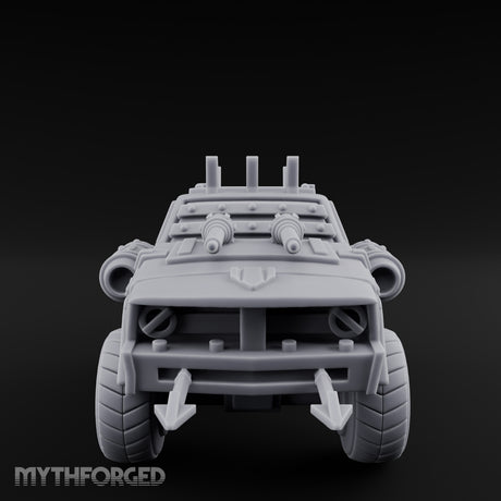 Dual-Cannon Anchor-Hooked Wasteland Gun Truck Miniature for Dungeons and Dragons, Pathfinder or other TTRPGs