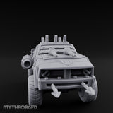 Dual-Cannon Anchor-Hooked Wasteland Gun Truck Miniature for Dungeons and Dragons, Pathfinder or other TTRPGs