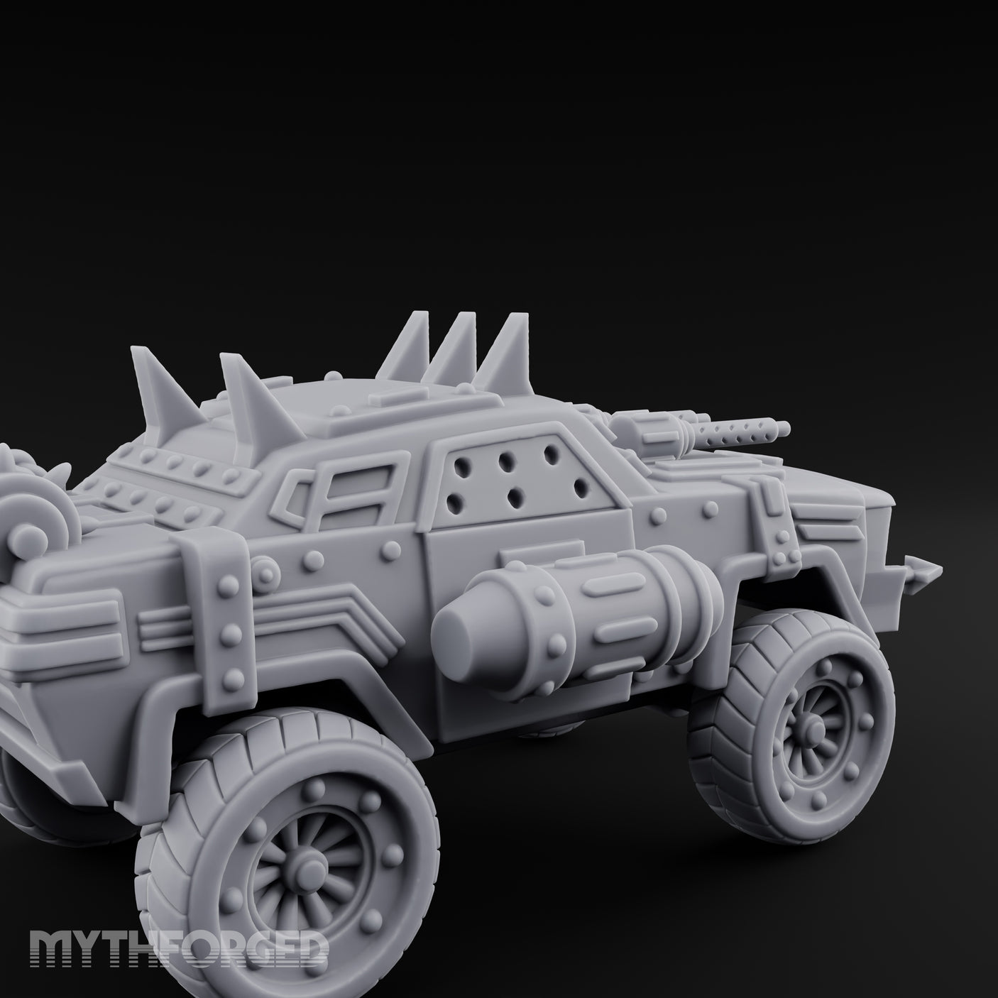 Dual-Cannon Anchor-Hooked Wasteland Gun Truck Miniature for Dungeons and Dragons, Pathfinder or other TTRPGs