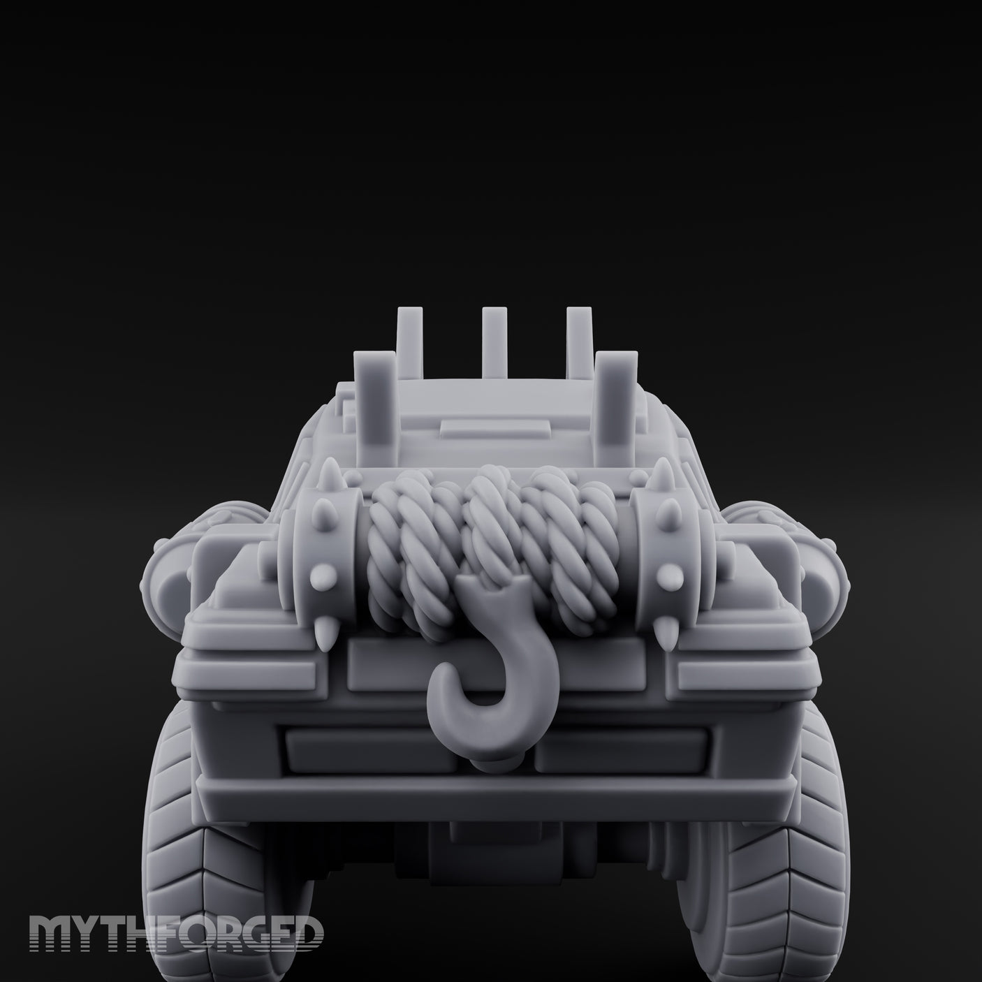 Dual-Cannon Anchor-Hooked Wasteland Gun Truck Miniature for Dungeons and Dragons, Pathfinder or other TTRPGs