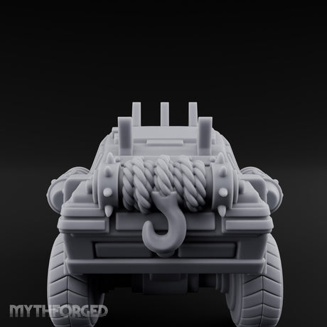 Dual-Cannon Anchor-Hooked Wasteland Gun Truck Miniature for Dungeons and Dragons, Pathfinder or other TTRPGs
