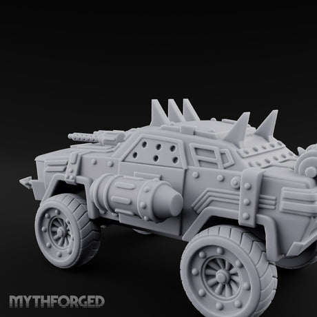 Dual-Cannon Anchor-Hooked Wasteland Gun Truck Miniature for Dungeons and Dragons, Pathfinder or other TTRPGs