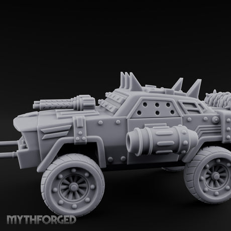 Dual-Cannon Anchor-Hooked Wasteland Gun Truck Miniature for Dungeons and Dragons, Pathfinder or other TTRPGs